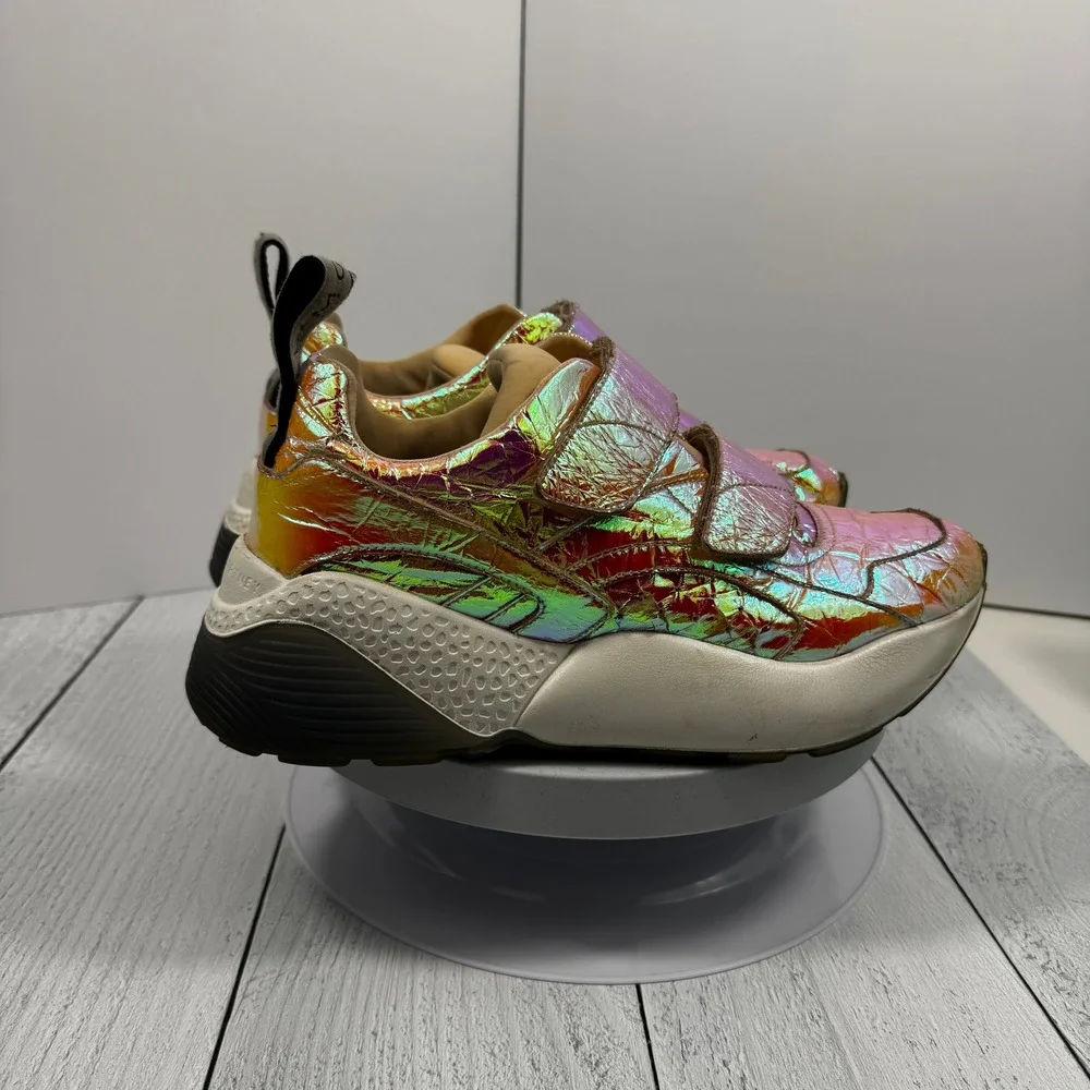 Stella McCartney Eclypse Holographic Platform‎ Sneakers Multi Velcro Womens 6